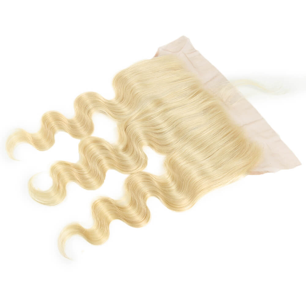 QVR Remy Human Hair 13*4 Blonde Body Wave Frontal Closure 613
