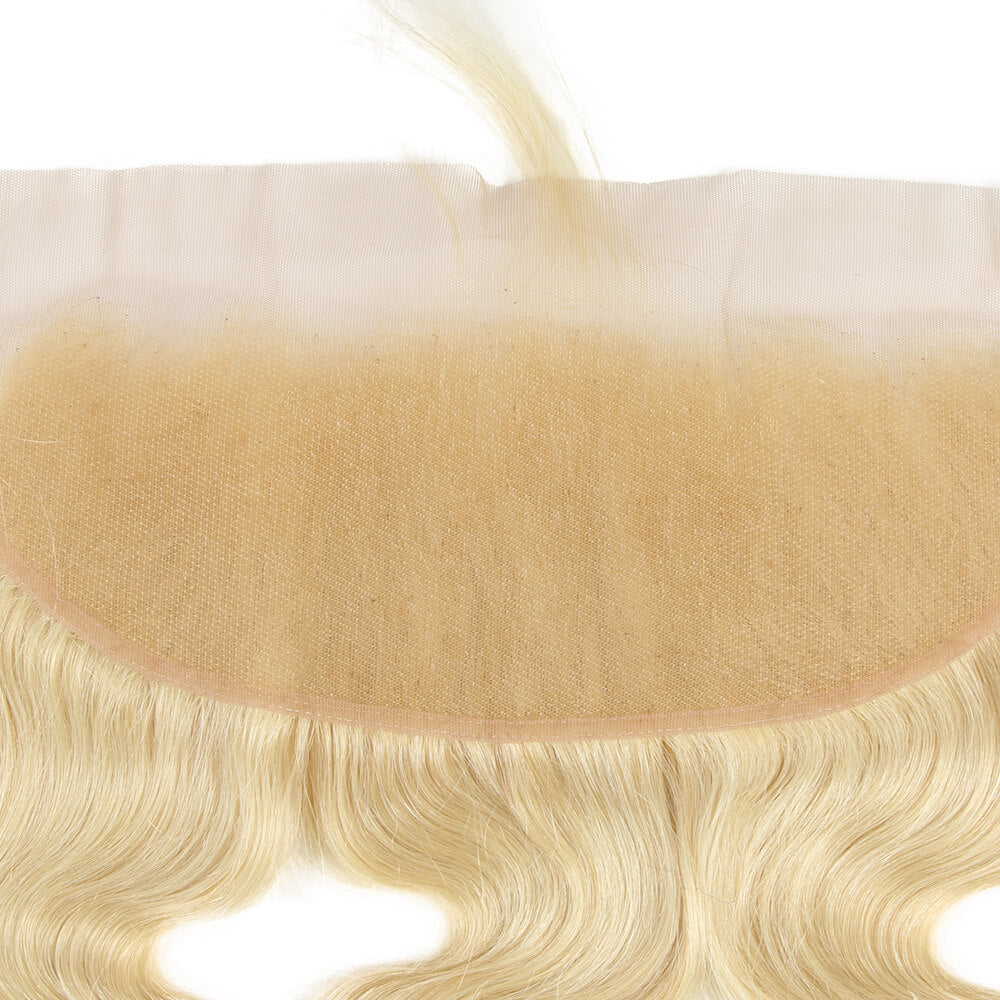QVR Remy Human Hair 13*4 Blonde Body Wave Frontal Closure 613