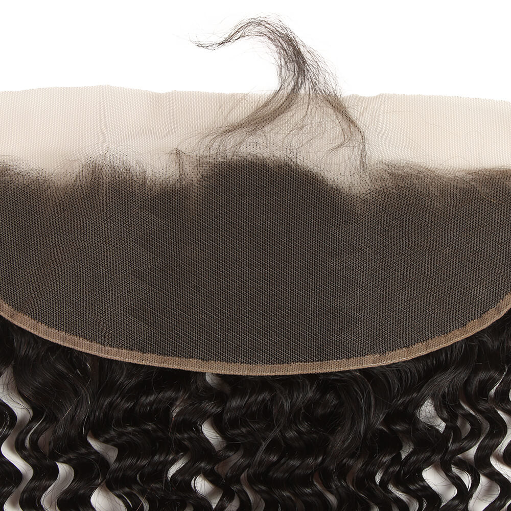 QVR Virgin Human Hair 13*4 Curly Lace Frontal Natural Color