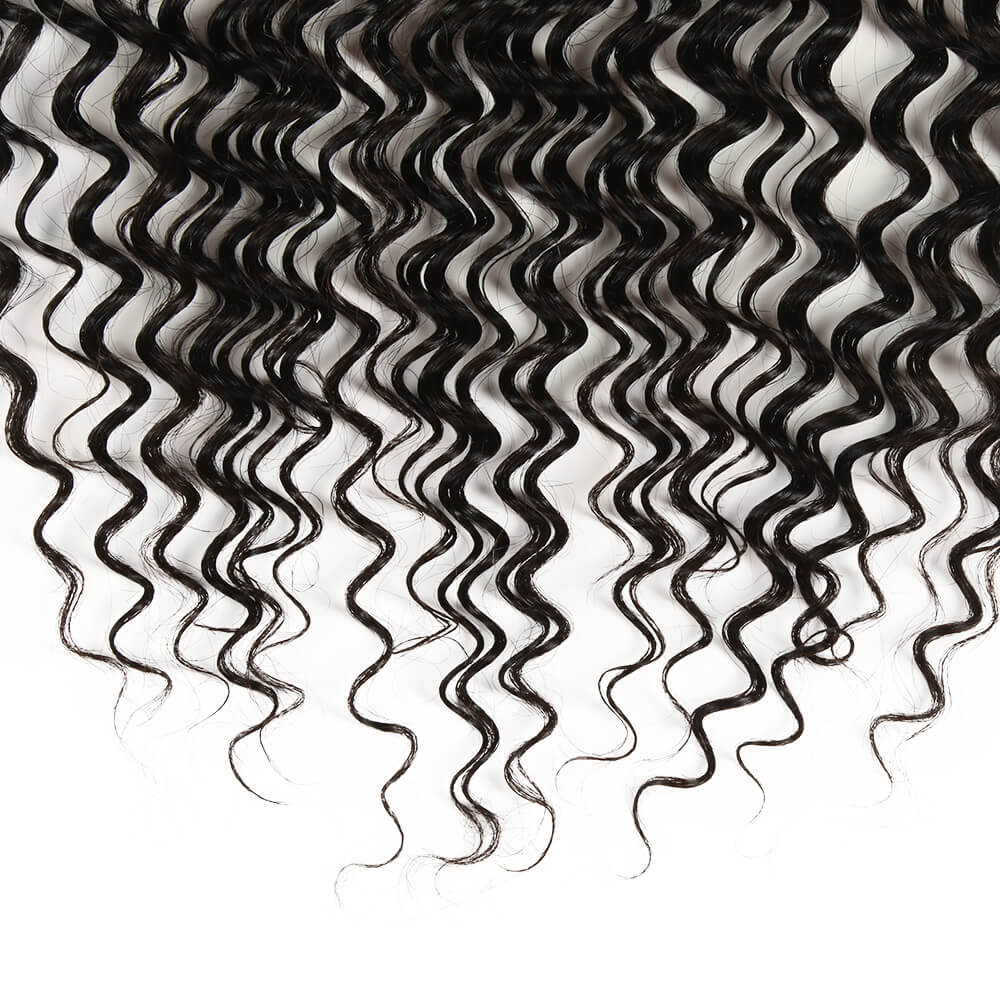 QVR Virgin Human Hair 13*4 Curly Lace Frontal Natural Color