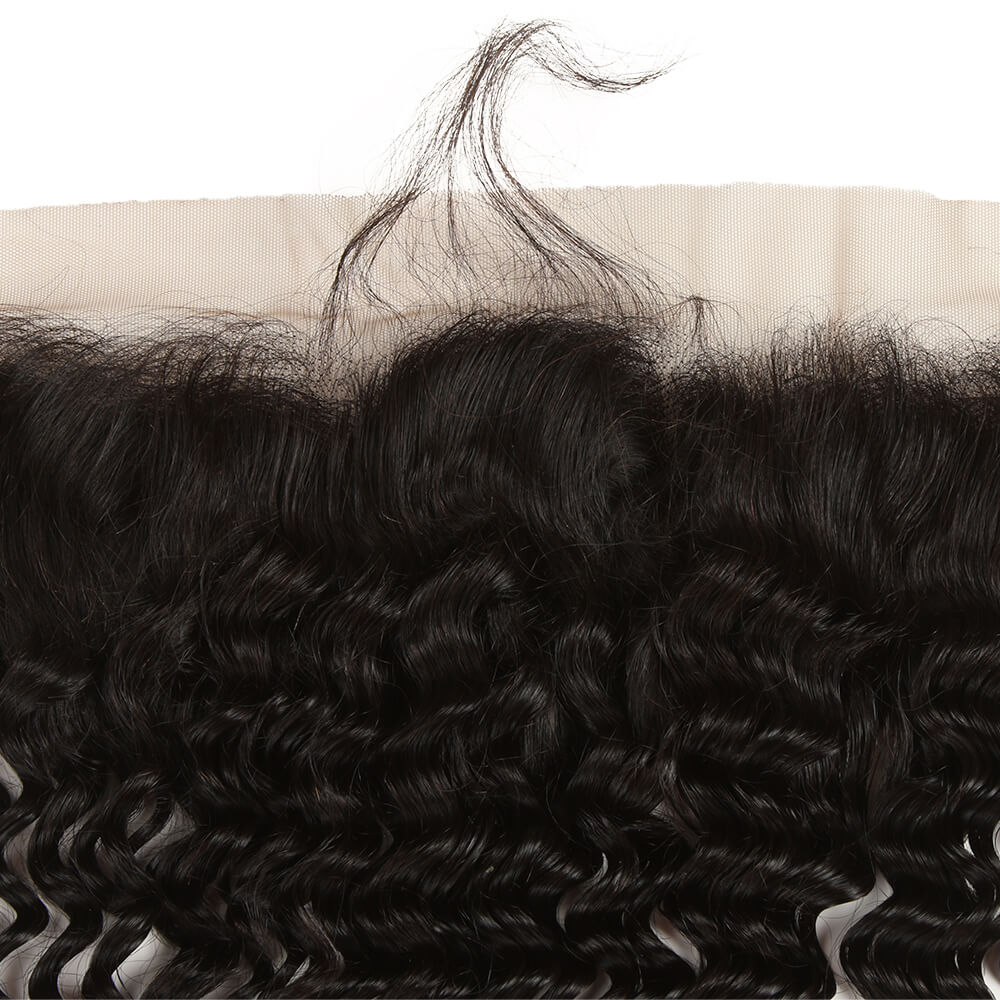 QVR Virgin Human Hair 13*4 Curly Lace Frontal Natural Color