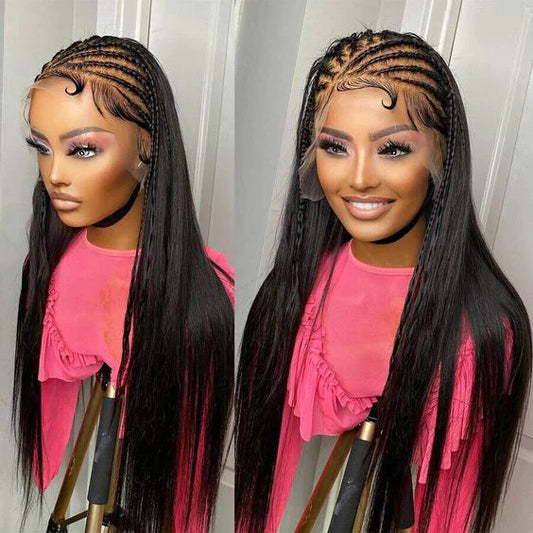 QVR Straight Hair Wig Virgin Human Hair Wigs 13x6 HD Transparent Lace Frontal Wigs Natural Black Color
