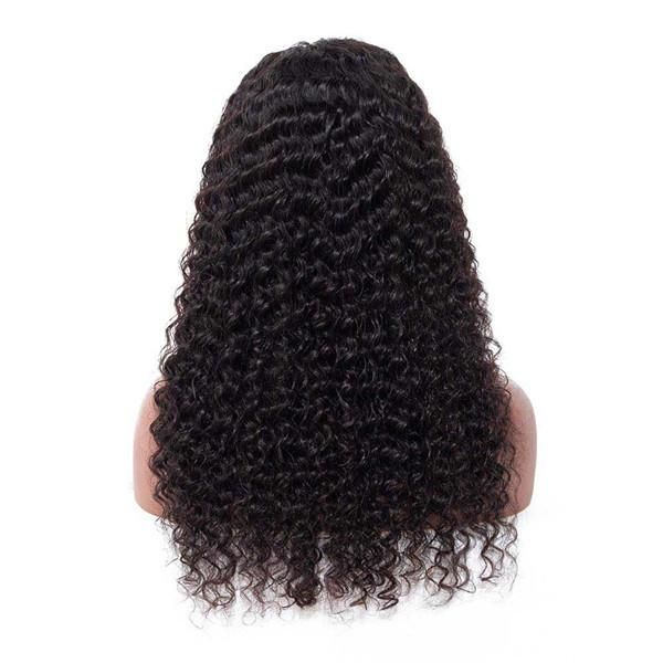 QVR Water Wave Wigs Curly Human Hair Wig 13x6 Full Lace HD Transparent Lace Wig Natural Color