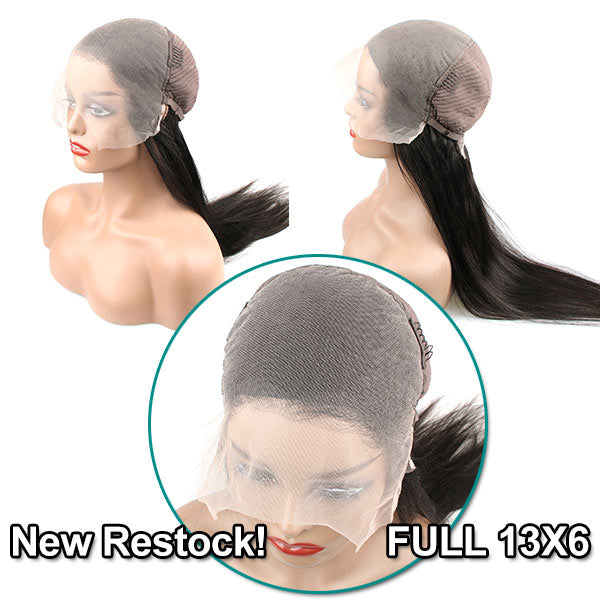 QVR Deep Wave Wig Virgin Human Hair 13x6 Full Lace Frontal HD Transparent Wigs Natural Color