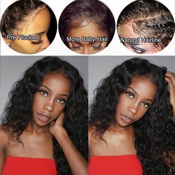 QVR Water Wave Wigs Curly Human Hair Wig 13x6 Full Lace HD Transparent Lace Wig Natural Color