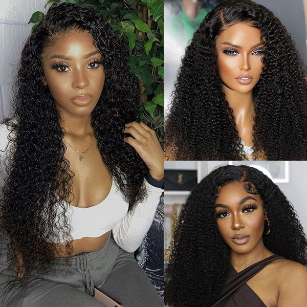 QVR Curly Wigs Virgin Human Hair Kinky Curly Wig 13x6 Full Lace HD Transparent Lace Wig Natural Color