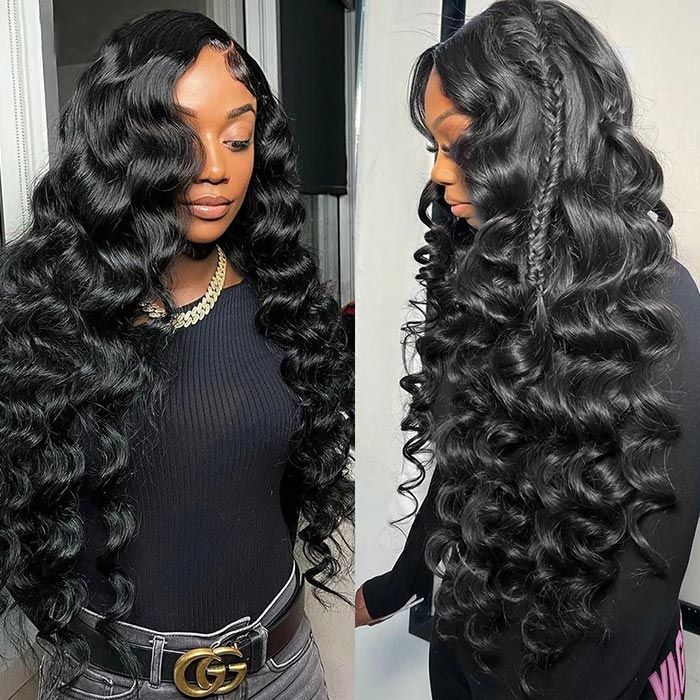 QVR Loose Wave Wedding Hairyle Transparent Wig 13x4 Lace Frontal Virgin Human Hair Wigs