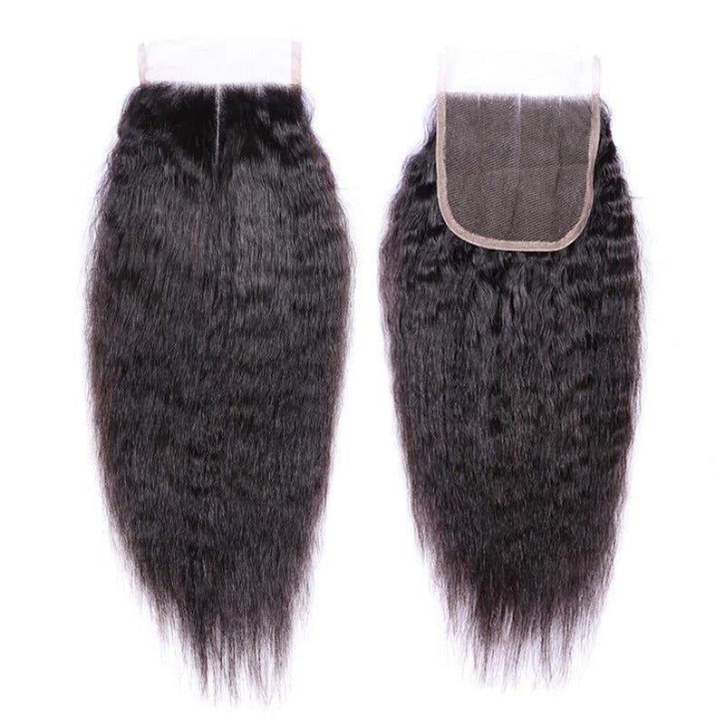 QVR 15A Grade Best Virgin Human Hair Kinky Straight 3 Bundles Hair With 4x4 Lace Closure Unprocessed Virgin Hair Weave