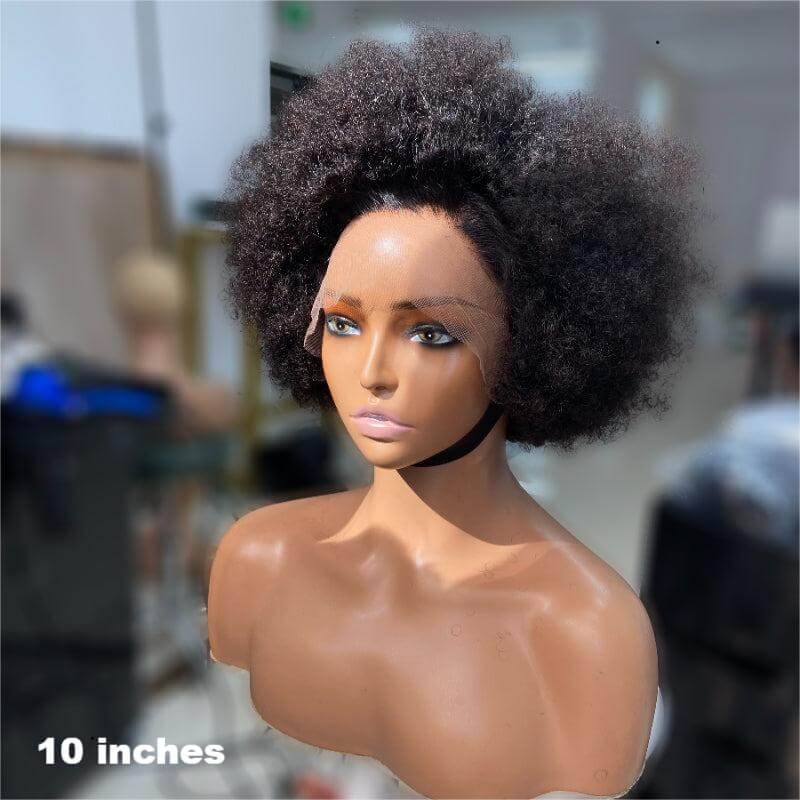 QVR Natural Afro Glueless Human Hair Short Wigs For Black Women