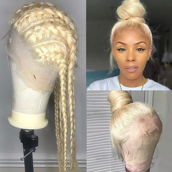 QVR #613 Blonde Body Wave Full Lace Wig Handmade Natural Black Human Hair Knotless Wigs