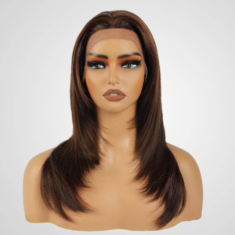 Flash Sale|Highlights Layer Cut Kinky Straight Wigs