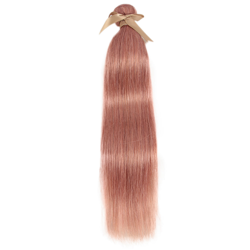QVR Pink Straight Weave Bundles Remy Human Hair Extensions 3 pieces Soft and Bouncy