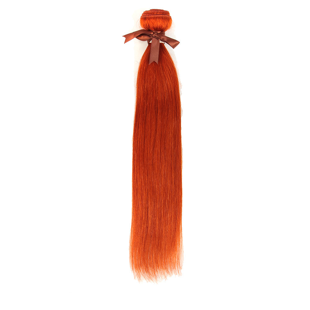 Queen Remy Human Hair 3 Bundles Straight Hair Weave Orange Color