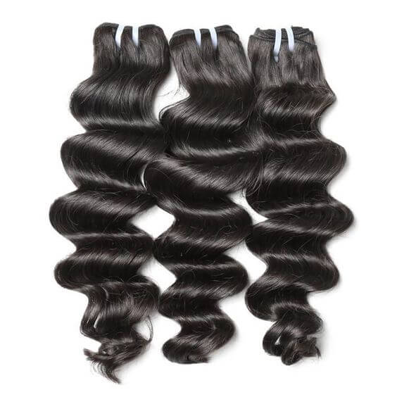 QVR Loose Deep Wave Human Hair Weaves 3 Bundles