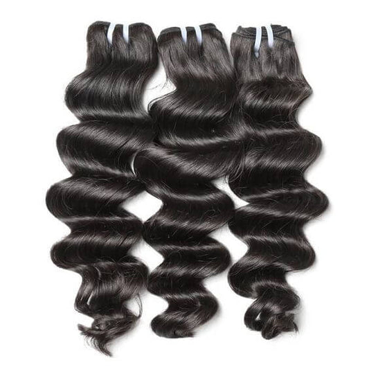QVR Loose Deep Wave Human Hair Weaves 3 Bundles