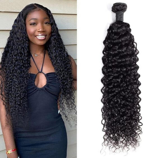 QVR Jerry Curly Human Hair Weaves 1 Bundle
