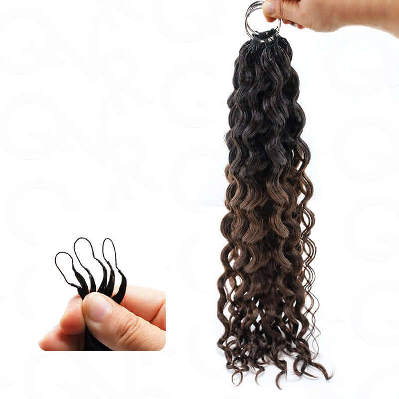 QVR Blonde Highlight Feather Crochet Human Hair #P1B/27 Water Wave Machine Made Crochet Weave Hair Extensions
