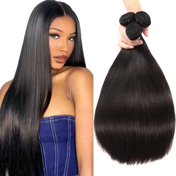 QVR Remy Human Hair 3 Bundles Straight Hair Natural Color