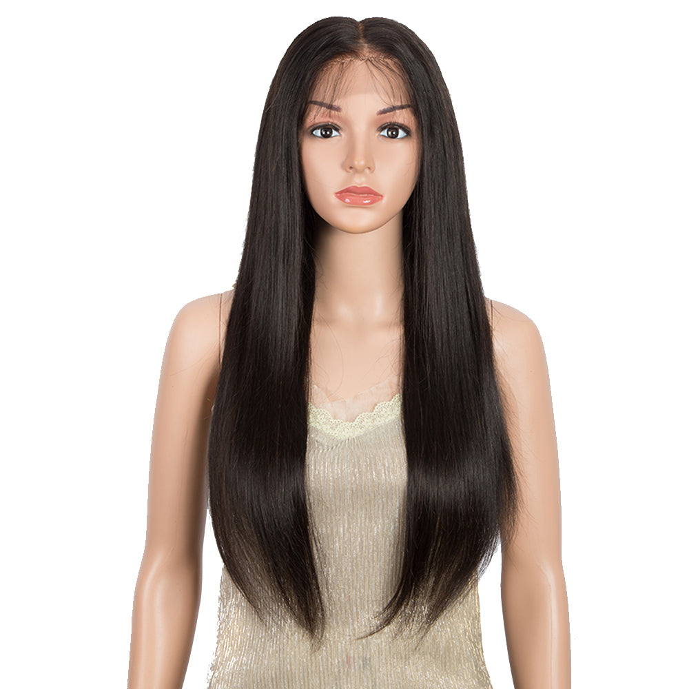 QVR Virgin Human Hair 13x6 Lace Frontal Straight Wigs Bleach Knots Wig