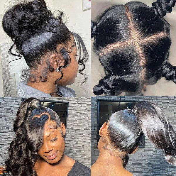 QVR Brazilian Straight Full Lace Wig Handmade Natural Black Human Hair Knotless Wigs