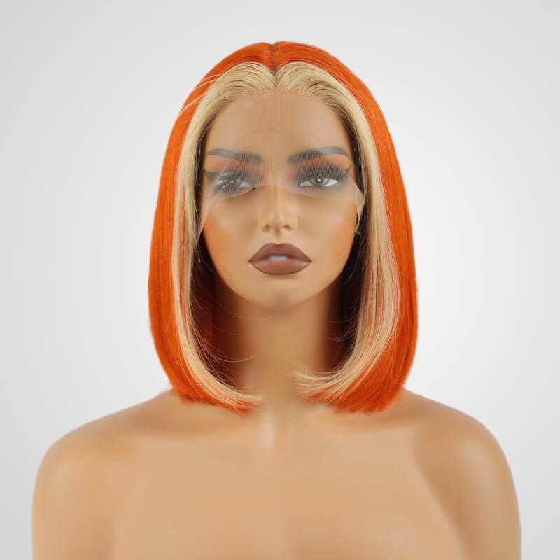 Flash Sale|Ombre Orange/613 Straight T Lace Bob Wig