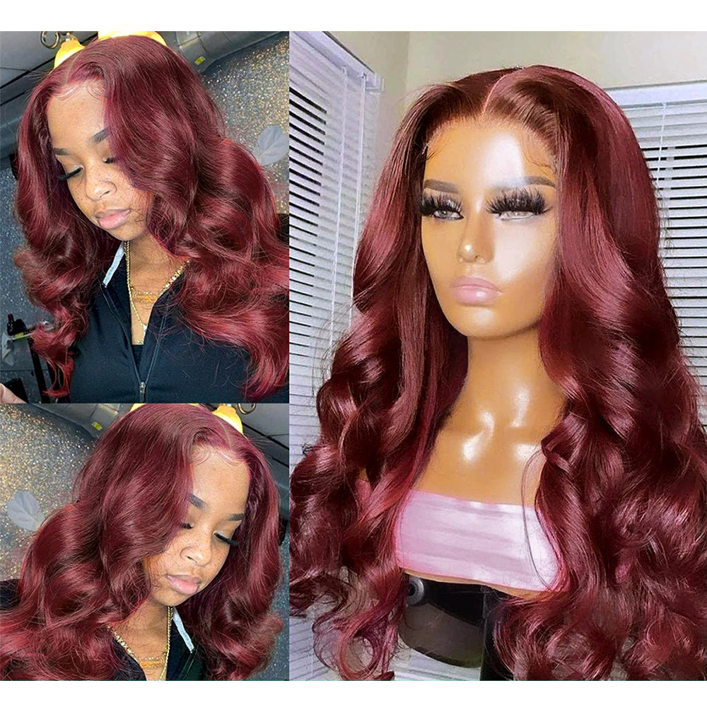 QVR Straight Human Hair Bundles Remy Brazilian Hair Weave 3 Bundles 99J Red Wine Human Hair Extensions