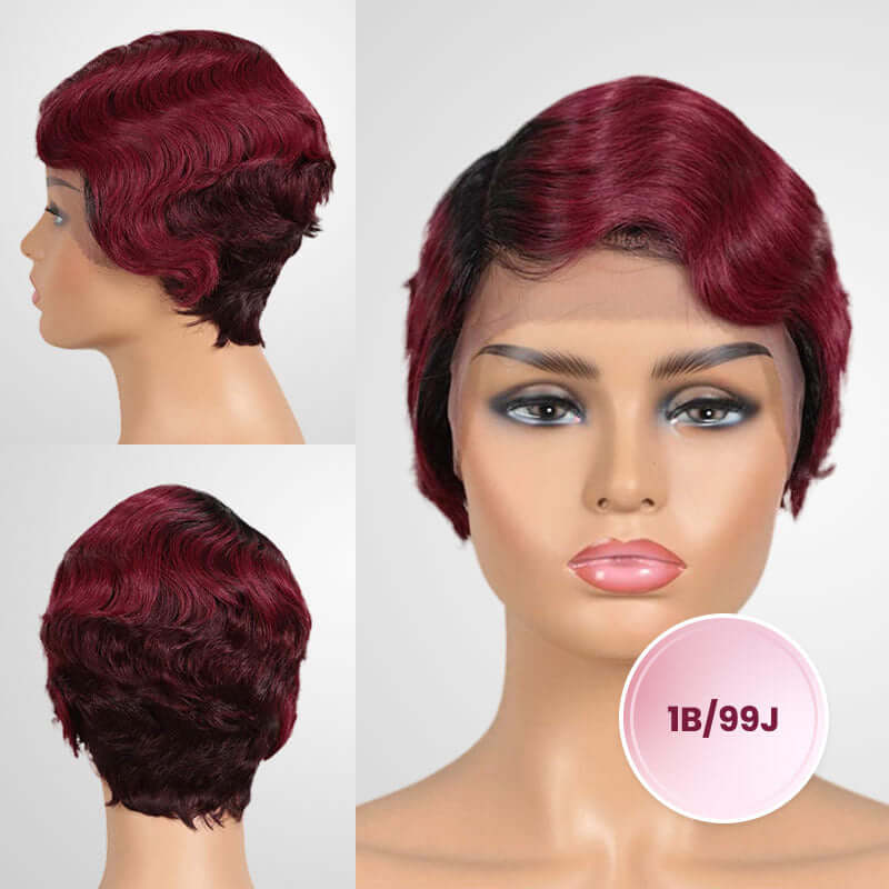 QVR New Ocean Wave Short Pixie Cut 13x4 Lace Frontal Wig
