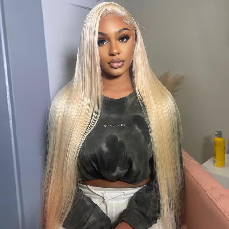 QVR Straight 613 Blonde Color 13x4 Transparent Lace Front Wigs Human Hair