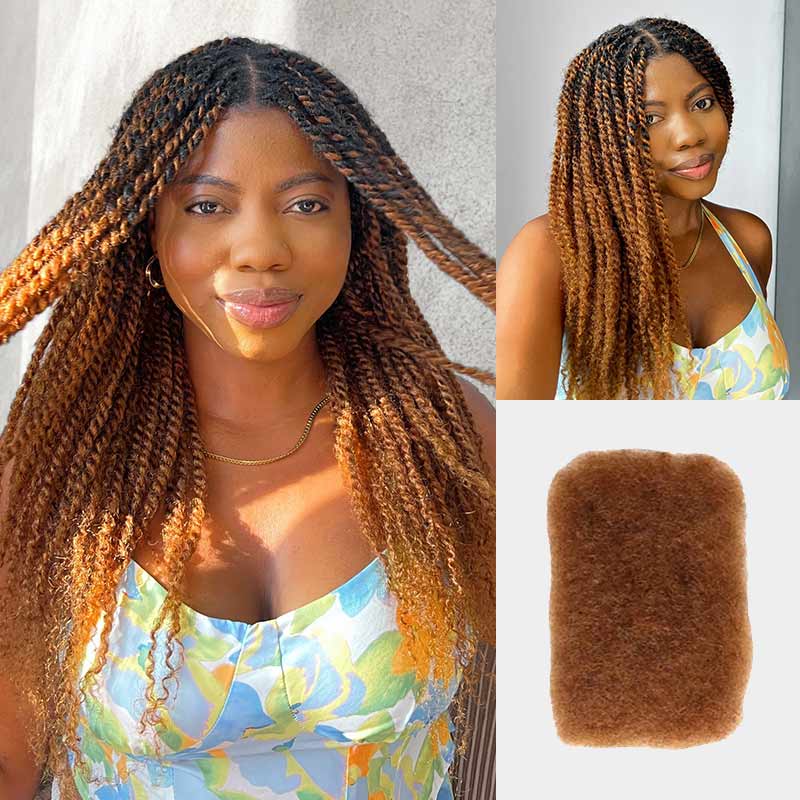 50% OFF| Auburn Brown Afro Kinky Bulk Human Hairn Color For Braiding DreadLock