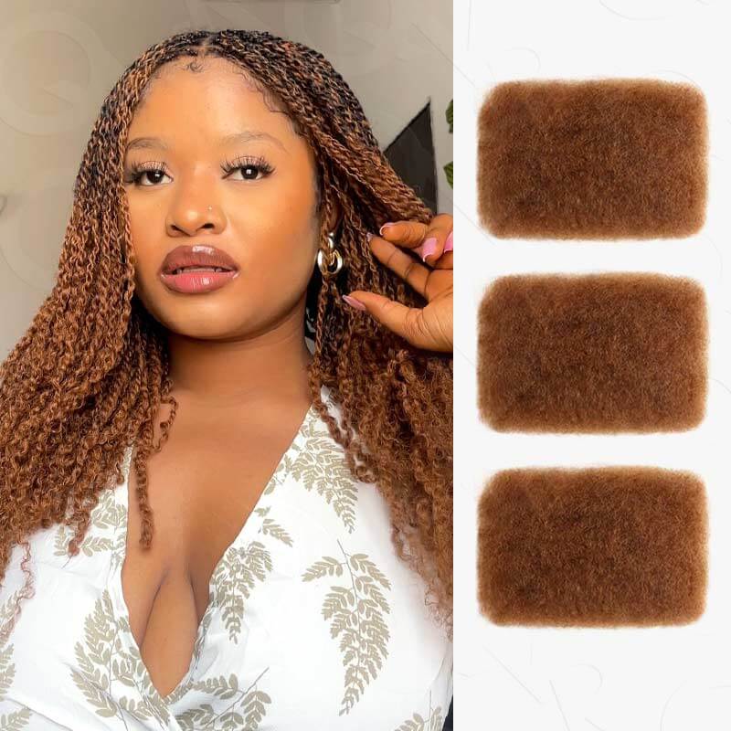 SUPER DEAL|3 PACKS Auburn Brown Afro kinky Bulk SEND 1 FREE HAIR 10''