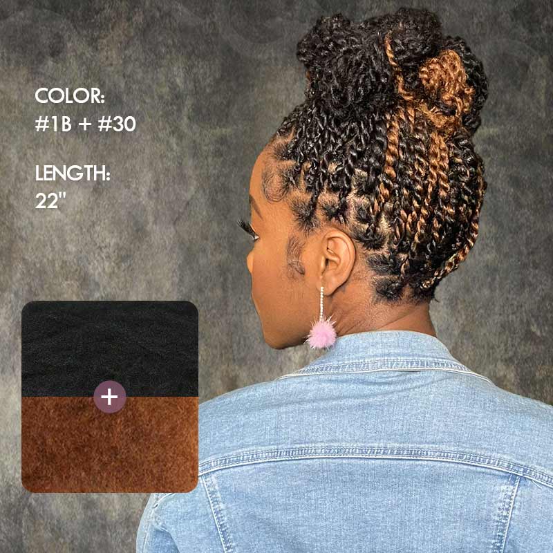 SUPER DEAL|3 PACKS Auburn Brown Afro kinky Bulk SEND 1 FREE HAIR 10''
