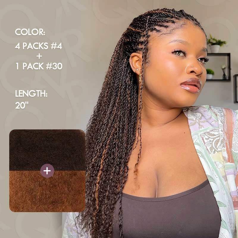 SUPER DEAL|3 PACKS Auburn Brown Afro kinky Bulk SEND 1 FREE HAIR 10''