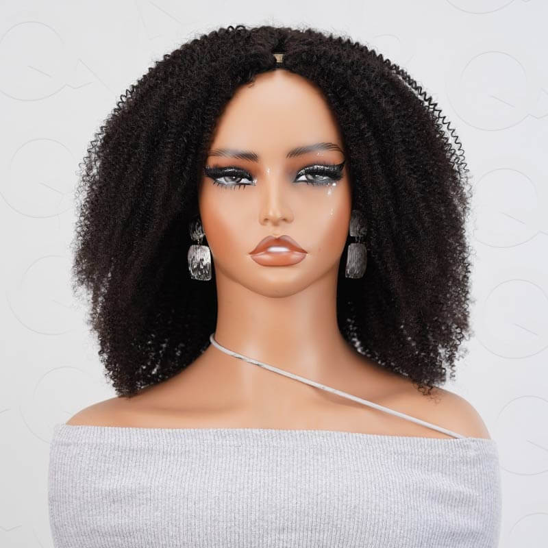 Flash Sale|QVR Kinky Curly V Part Wigs Human Hair Beginner Friendly