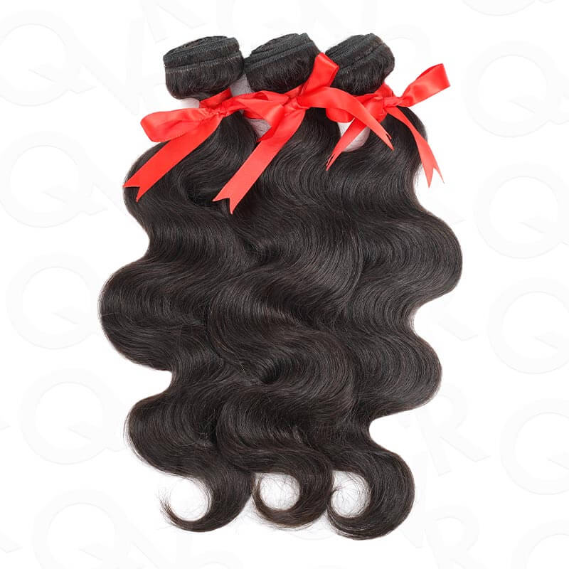 QVR 12A Silk Straight Virgin Human Hair Bundles 3 Bundles Body Wave Natural Color Hair Weave