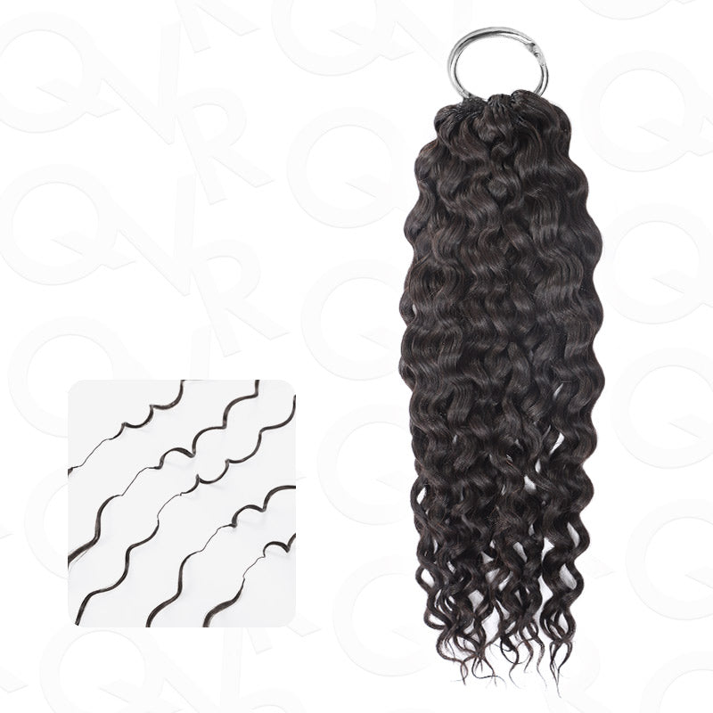 QVR Multi-Weaves Feather Crochet Human Hair Natural Black Curly Machine Made Crochet Weave Hair Extensions