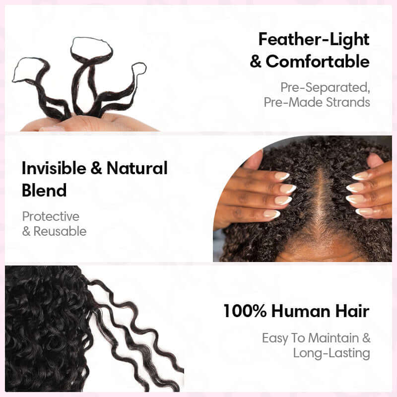 QVR 1 Pack Burmese Curly Feather Crochet Human Hair Extension