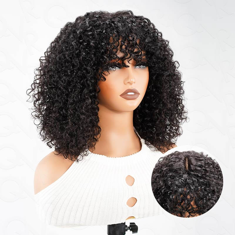 BOGO|Water Wave Short Pixie Bob Cut Wigs With Bangs