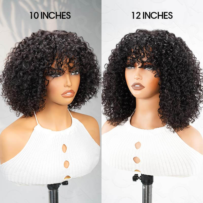 BOGO|Water Wave Short Pixie Bob Cut Wigs With Bangs