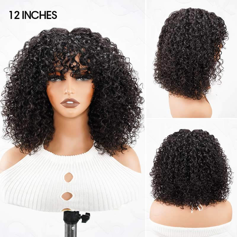 BOGO|Water Wave Short Pixie Bob Cut Wigs With Bangs