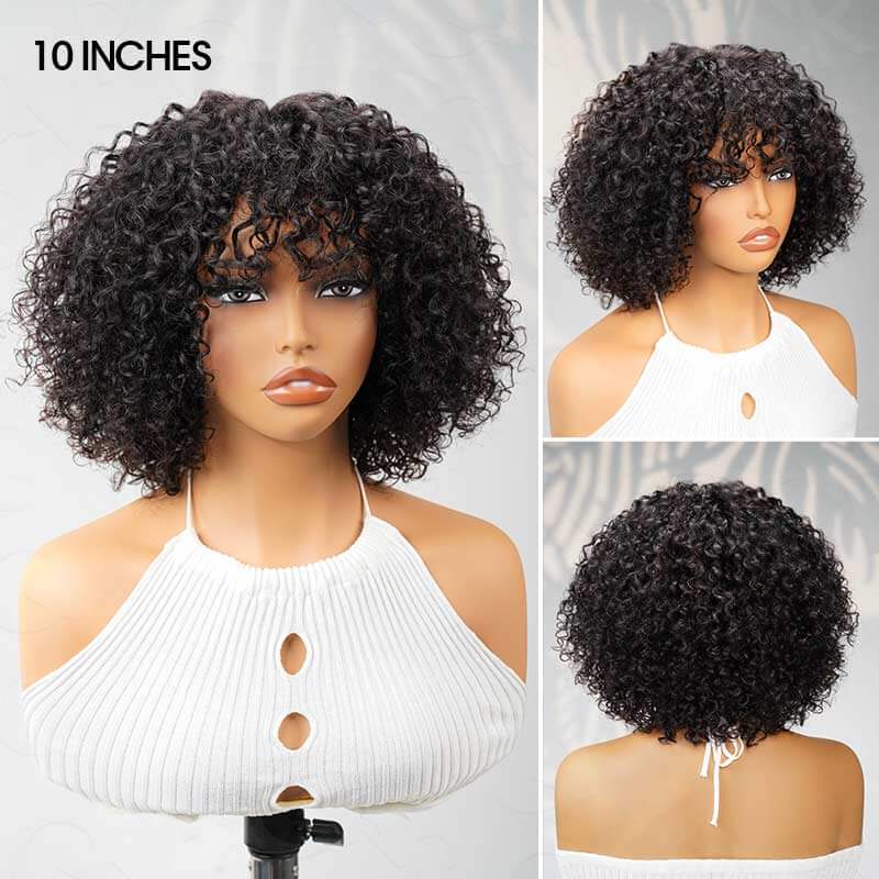 BOGO|Water Wave Short Pixie Bob Cut Wigs With Bangs