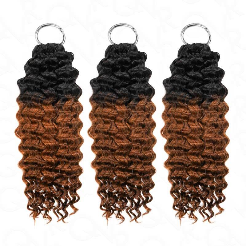 QVR #T1B/30 Crochet Hair Water Wave Machine Made Feather Human Hair Extension