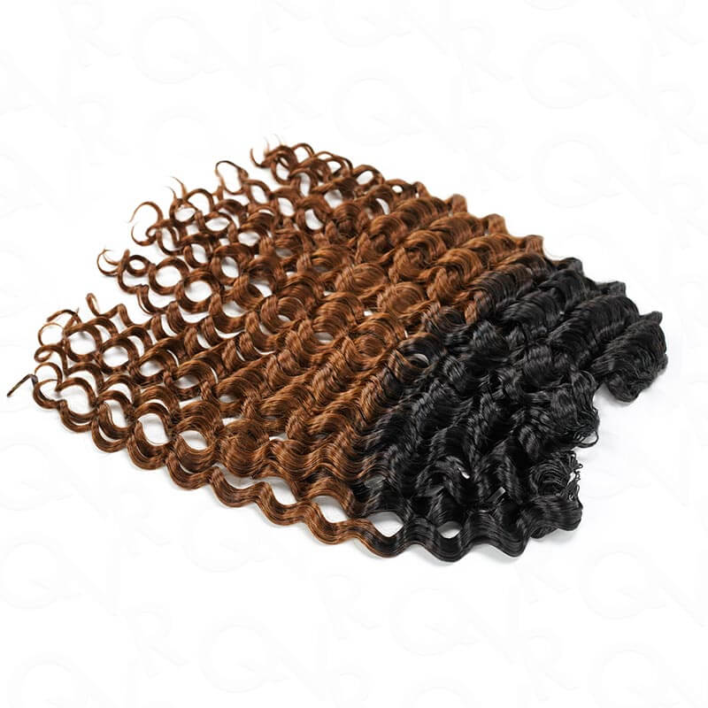 QVR #T1B/30 Crochet Hair Water Wave Machine Made Feather Human Hair Extension