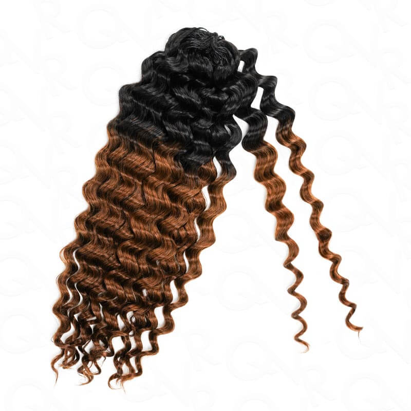 QVR #T1B/30 Crochet Hair Water Wave Machine Made Feather Human Hair Extension