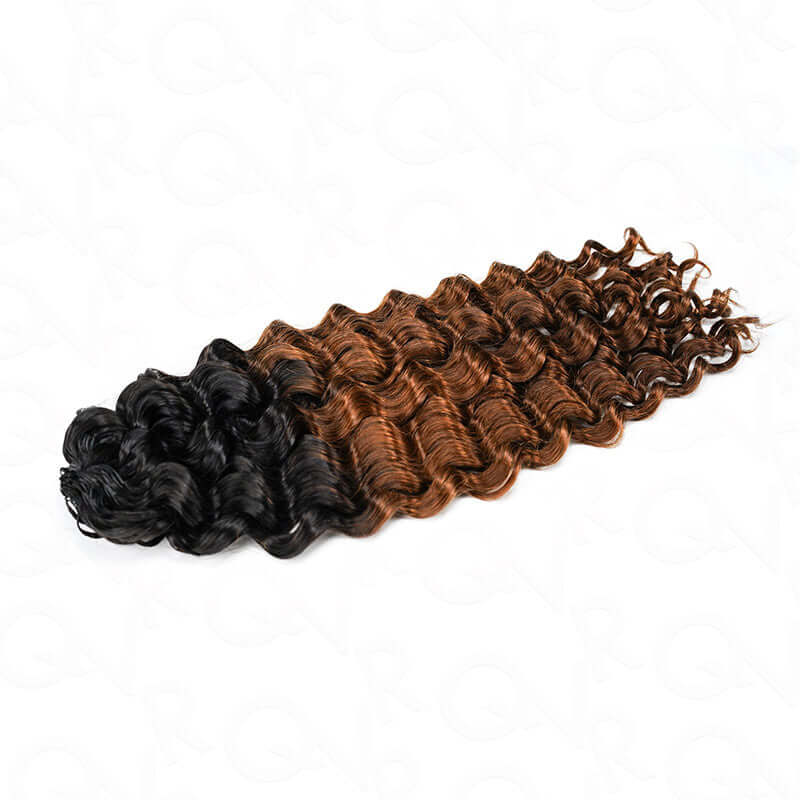 QVR #T1B/30 Crochet Hair Water Wave Machine Made Feather Human Hair Extension