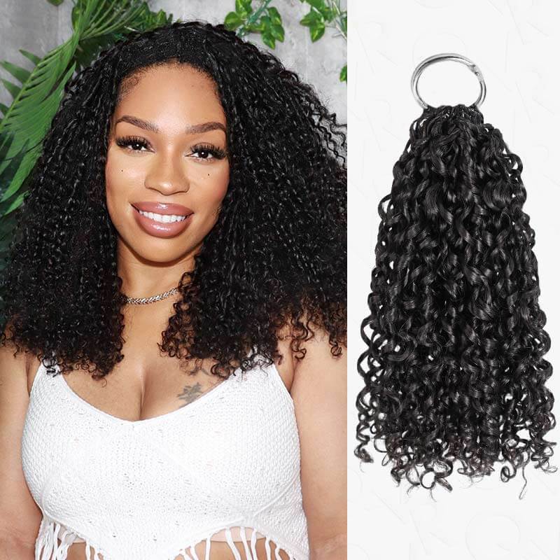 QVR 1 Pack Multi-Textures Natural Black Feather Crochet Human Hair Extension