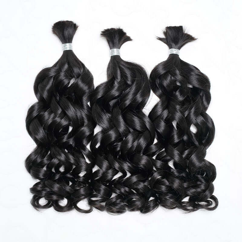 Flash Sale|QVR French Curl Human Bulk Hair Extensions for Boho Knotless Braiding