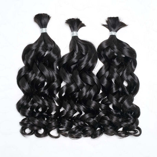 B3G1|QVR French Curl Human Bulk Hair Extensions for Boho Knotless Braiding