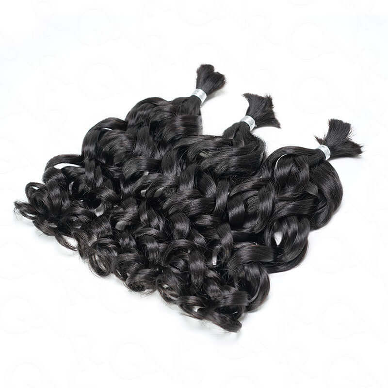Flash Sale|QVR French Curl Human Bulk Hair Extensions for Boho Knotless Braiding