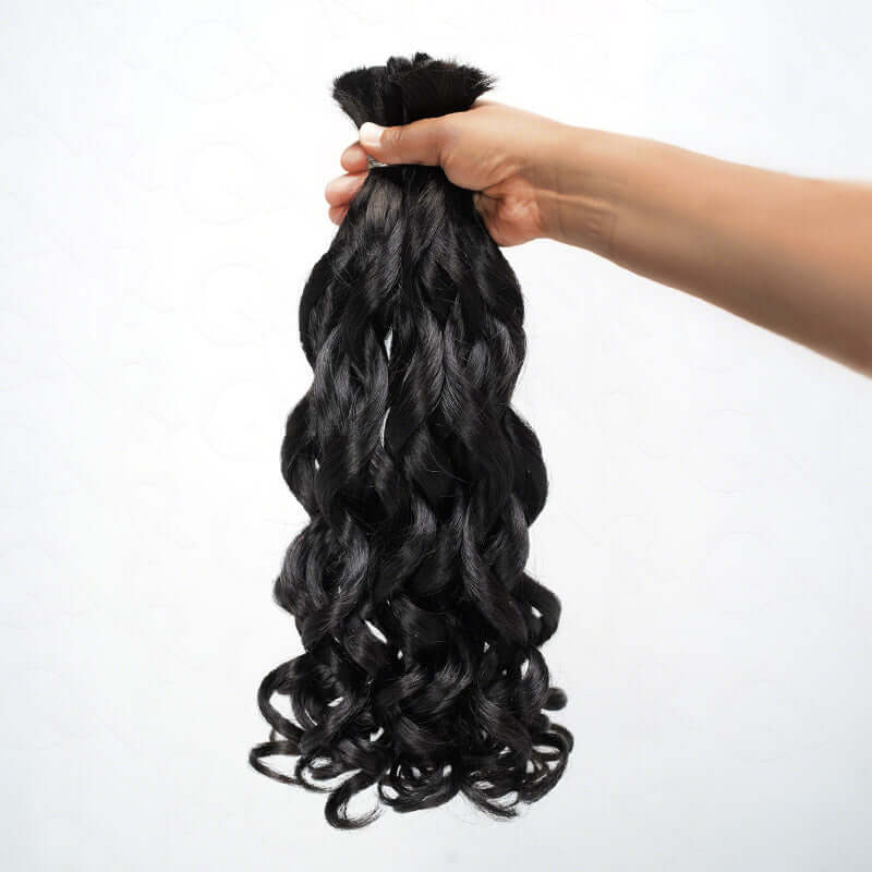 Flash Sale|QVR French Curl Human Bulk Hair Extensions for Boho Knotless Braiding