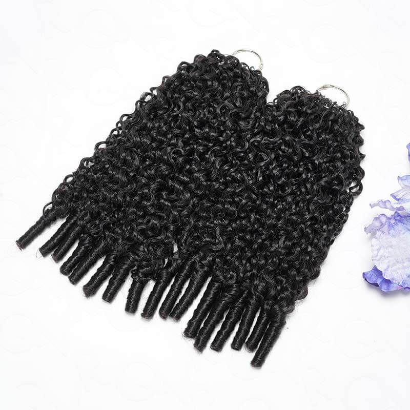 US Only|QVR #1B Burmese Curly Feather Crochet Human Hair
